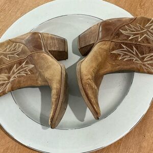Light brown leather cowboy boots